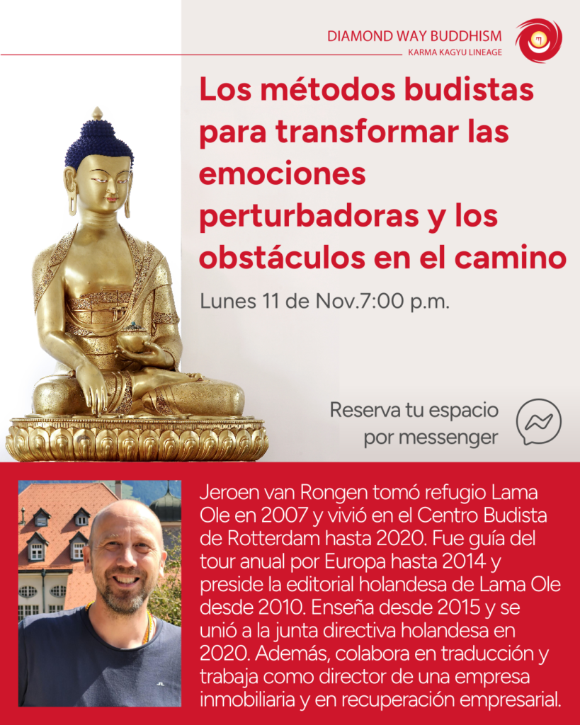 El uso de los métodos Budistas para trabajar con las emociones perturbadoras, Lunes 11 de Noviembre 7:00 pm