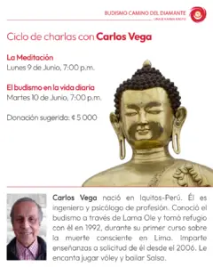 Horario de charlas públicas con el maestro viajero Carlos Vega en Junio del 2025